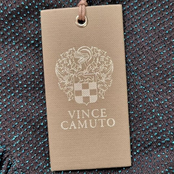 Vince Camuto Bodycon Dress Size 6 Black Aqua Asymmetrical Neck Sparkle Ruching - Picture 6 of 13